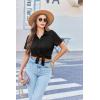 imageEkouaer Pajama for Women Set Short Sleeve Button Down Pajamas Sets Soft Lounge Sets for Women Sleepwear PJSBlack