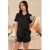 imageEkouaer Pajama for Women Set Short Sleeve Button Down Pajamas Sets Soft Lounge Sets for Women Sleepwear PJSBlack