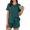 imageEkouaer Pajama for Women Set Short Sleeve Button Down Pajamas Sets Soft Lounge Sets for Women Sleepwear PJSGreen