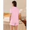 imageEkouaer Pajama for Women Set Short Sleeve Button Down Pajamas Sets Soft Lounge Sets for Women Sleepwear PJSPink