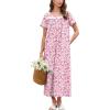 imageEkouaer Nightgown for Women Cotton Long Night Gown Short Sleeve Nightdress with Pockets Button Sleepshirt Soft SleepwearPink Florals
