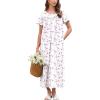 imageEkouaer Nightgown for Women Cotton Long Night Gown Short Sleeve Nightdress with Pockets Button Sleepshirt Soft SleepwearPink Line Florals