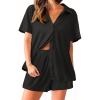 imageEkouaer Pajama for Women Set Short Sleeve Button Down Pajamas Sets Soft Lounge Sets for Women Sleepwear PJSBlack