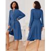 imageEkouaer Kimono Robes for Women Long Lightweight Knit Bathrobe Shawl Soft Sleepwear Casual Ladies Loungewear SXXLDark Blue