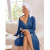 imageEkouaer Kimono Robes for Women Long Lightweight Knit Bathrobe Shawl Soft Sleepwear Casual Ladies Loungewear SXXLDark Blue