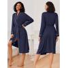 imageEkouaer Kimono Robes for Women Long Lightweight Knit Bathrobe Shawl Soft Sleepwear Casual Ladies Loungewear SXXLNavy Blue