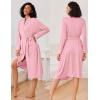 imageEkouaer Kimono Robes for Women Long Lightweight Knit Bathrobe Shawl Soft Sleepwear Casual Ladies Loungewear SXXLPink