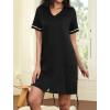 imageEkouaer Women Zipper Robes Short Sleeves Housecoat Lightweight Bathrobes Zip Up Robe Casual Nightgown with Pockets S2XLBlack