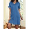 imageEkouaer Women Zipper Robes Short Sleeves Housecoat Lightweight Bathrobes Zip Up Robe Casual Nightgown with Pockets S2XLDark Blue