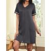 imageEkouaer Women Zipper Robes Short Sleeves Housecoat Lightweight Bathrobes Zip Up Robe Casual Nightgown with Pockets S2XLDark Gray