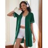 imageEkouaer Women Zipper Robes Short Sleeves Housecoat Lightweight Bathrobes Zip Up Robe Casual Nightgown with Pockets S2XLLake Green