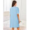 imageEkouaer Women Zipper Robes Short Sleeves Housecoat Lightweight Bathrobes Zip Up Robe Casual Nightgown with Pockets S2XLLight Blue