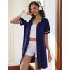 imageEkouaer Women Zipper Robes Short Sleeves Housecoat Lightweight Bathrobes Zip Up Robe Casual Nightgown with Pockets S2XLNavy Blue