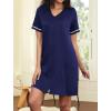imageEkouaer Women Zipper Robes Short Sleeves Housecoat Lightweight Bathrobes Zip Up Robe Casual Nightgown with Pockets S2XLNavy Blue