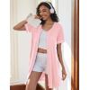 imageEkouaer Women Zipper Robes Short Sleeves Housecoat Lightweight Bathrobes Zip Up Robe Casual Nightgown with Pockets S2XLPink