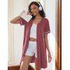 imageEkouaer Women Zipper Robes Short Sleeves Housecoat Lightweight Bathrobes Zip Up Robe Casual Nightgown with Pockets S2XLPurple Gray Red
