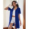 imageEkouaer Women Zipper Robes Short Sleeves Housecoat Lightweight Bathrobes Zip Up Robe Casual Nightgown with Pockets S2XLSky Blue