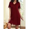 imageEkouaer Women Zipper Robes Short Sleeves Housecoat Lightweight Bathrobes Zip Up Robe Casual Nightgown with Pockets S2XLWine Red