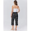 imageEkouaer Womens Pajamas Pants Capri Pj Bottoms with Pockets Comfy Drawstring Printed Lounge Soft Sleep PantsBlack Stars