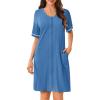 imageEkouaer Women Zipper Robes Short Sleeves Housecoat Lightweight Bathrobes Zip Up Robe Casual Nightgown with Pockets S2XLDark Blue