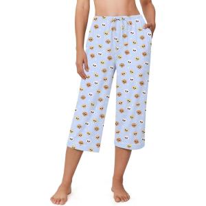 imageEkouaer Womens Pajamas Pants Capri Pj Bottoms with Pockets Comfy Drawstring Printed Lounge Soft Sleep PantsClear Blue Dogs