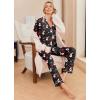 imageEkouaer Pajamas Womens Long Sleeve Sleepwear Soft Button Down Loungewear Pjs Lounge Set Nightwear XSXXLChristmas Black With Snowman