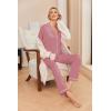 imageEkouaer Pajamas Womens Long Sleeve Sleepwear Soft Button Down Loungewear Pjs Lounge Set Nightwear XSXXLPurple Red