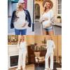 imageEkouaer Womens Maternity Shirts Long Sleeve 3 Packs Pregnancy VNeck Clothes Side Ruched Blouse Tops for Mama SXXLBlackBrownWhite