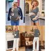 imageEkouaer Womens Maternity Shirts Long Sleeve 3 Packs Pregnancy VNeck Clothes Side Ruched Blouse Tops for Mama SXXLBlackLight GreyDark Grey