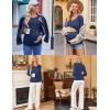 imageEkouaer Womens Maternity Shirts Long Sleeve 3 Packs Pregnancy VNeck Clothes Side Ruched Blouse Tops for Mama SXXLBlackMaroonNavy Blue