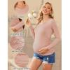 imageEkouaer Womens Maternity Shirts Long Sleeve 3 Packs Pregnancy VNeck Clothes Side Ruched Blouse Tops for Mama SXXLLight GreyBlackArmy Green