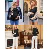 imageEkouaer Womens Maternity Shirts Long Sleeve 3 Packs Pregnancy VNeck Clothes Side Ruched Blouse Tops for Mama SXXLLight GreyBlackArmy Green