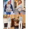 imageEkouaer Womens Maternity Shirts Long Sleeve 3 Packs Pregnancy VNeck Clothes Side Ruched Blouse Tops for Mama SXXLLight GreyBlackArmy Green