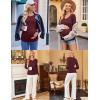 imageEkouaer Womens Maternity Shirts Long Sleeve 3 Packs Pregnancy VNeck Clothes Side Ruched Blouse Tops for Mama SXXLMaroonCaramelDark Grey