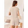 imageEkouaer Pajamas Set for Women 2 Piece Pjs Ribbed Knit Lounge Set Cap Sleeve Loungewear Sleepwear SXXLBeige