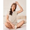 imageEkouaer Pajamas Set for Women 2 Piece Pjs Ribbed Knit Lounge Set Cap Sleeve Loungewear Sleepwear SXXLBeige