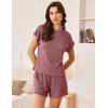 imageEkouaer Pajamas Set for Women 2 Piece Pjs Ribbed Knit Lounge Set Cap Sleeve Loungewear Sleepwear SXXLBurgundy