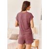 imageEkouaer Pajamas Set for Women 2 Piece Pjs Ribbed Knit Lounge Set Cap Sleeve Loungewear Sleepwear SXXLBurgundy