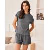 imageEkouaer Pajamas Set for Women 2 Piece Pjs Ribbed Knit Lounge Set Cap Sleeve Loungewear Sleepwear SXXLDark Gray