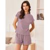 imageEkouaer Pajamas Set for Women 2 Piece Pjs Ribbed Knit Lounge Set Cap Sleeve Loungewear Sleepwear SXXLFuchsia