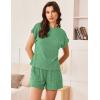 imageEkouaer Pajamas Set for Women 2 Piece Pjs Ribbed Knit Lounge Set Cap Sleeve Loungewear Sleepwear SXXLGreen