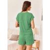 imageEkouaer Pajamas Set for Women 2 Piece Pjs Ribbed Knit Lounge Set Cap Sleeve Loungewear Sleepwear SXXLGreen