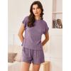 imageEkouaer Pajamas Set for Women 2 Piece Pjs Ribbed Knit Lounge Set Cap Sleeve Loungewear Sleepwear SXXLPurple