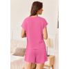 imageEkouaer Pajamas Set for Women 2 Piece Pjs Ribbed Knit Lounge Set Cap Sleeve Loungewear Sleepwear SXXLRose Red
