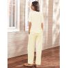imageEkouaer Womens 2 Piece Lounge Set Casual Summer Outfits Ribbed Short Sleeve ampamp Wide Leg Pants Matching Set for Travel HomeBeige