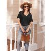 imageEkouaer Womens 2 Piece Lounge Set Casual Summer Outfits Ribbed Short Sleeve ampamp Wide Leg Pants Matching Set for Travel HomeBlack