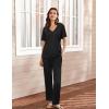 imageEkouaer Womens 2 Piece Lounge Set Casual Summer Outfits Ribbed Short Sleeve ampamp Wide Leg Pants Matching Set for Travel HomeBlack