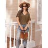 imageEkouaer Womens 2 Piece Lounge Set Casual Summer Outfits Ribbed Short Sleeve ampamp Wide Leg Pants Matching Set for Travel HomeBrown