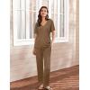 imageEkouaer Womens 2 Piece Lounge Set Casual Summer Outfits Ribbed Short Sleeve ampamp Wide Leg Pants Matching Set for Travel HomeBrown