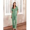 imageEkouaer Womens 2 Piece Lounge Set Casual Summer Outfits Ribbed Short Sleeve ampamp Wide Leg Pants Matching Set for Travel HomeGreen